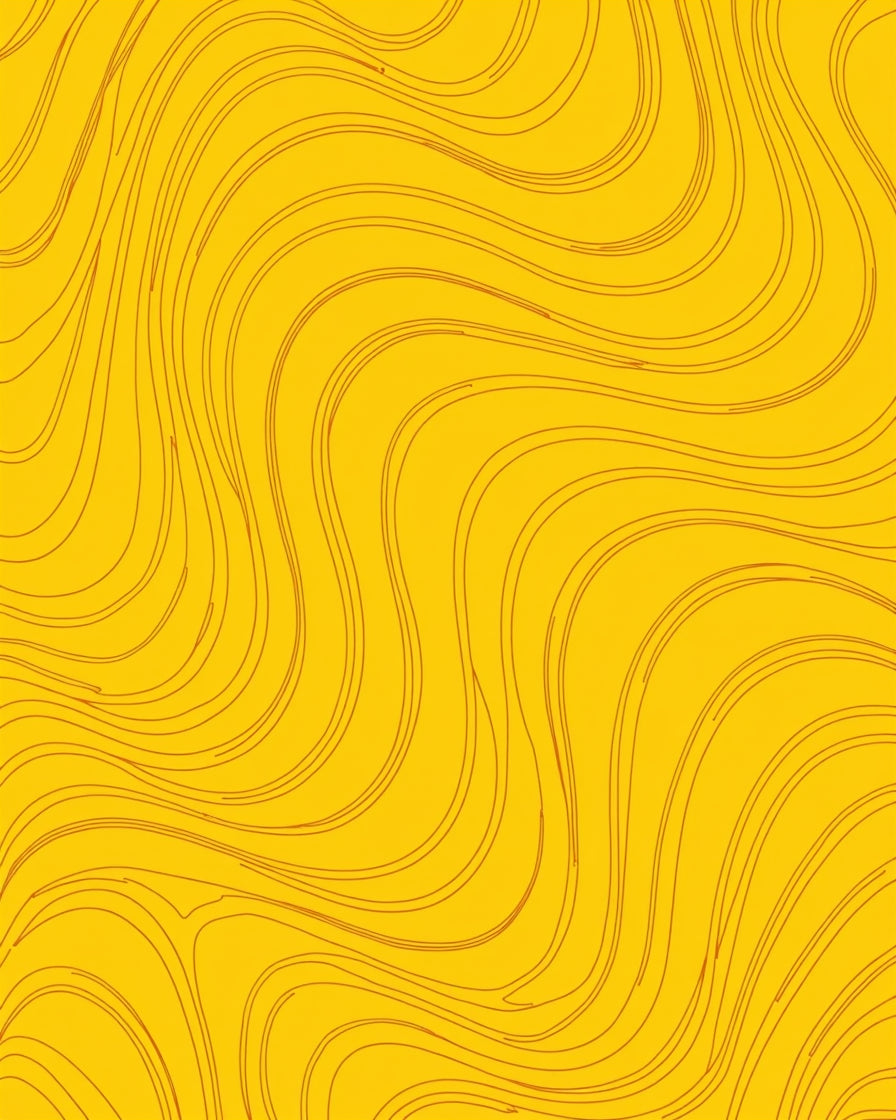 Golden Yellow Wavy Line Pattern Rug