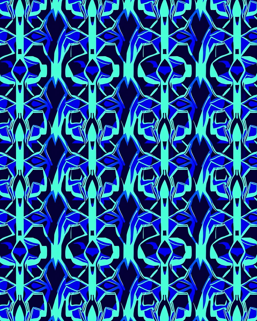 Abstract Blue Teal Geometric Pattern Rug