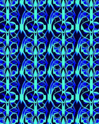 Abstract Blue Teal Geometric Pattern Rug