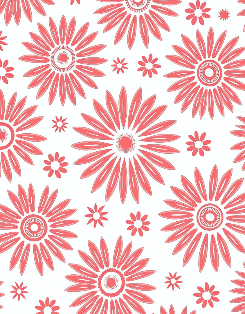 Coral Daisy Pattern Rug
