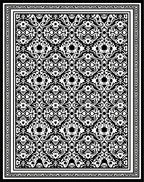 Ornate Black and White Floral Pattern Rug