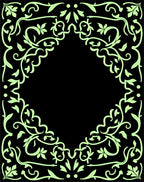 Elegant Light Green Floral Scroll Design Rug
