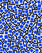 Abstract Blue Square Zigzag Pattern Rug