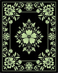 Ornate Floral Black Background Design Rug