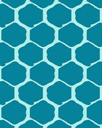 Aqua Hexagonal Pattern Abstract Design Rug