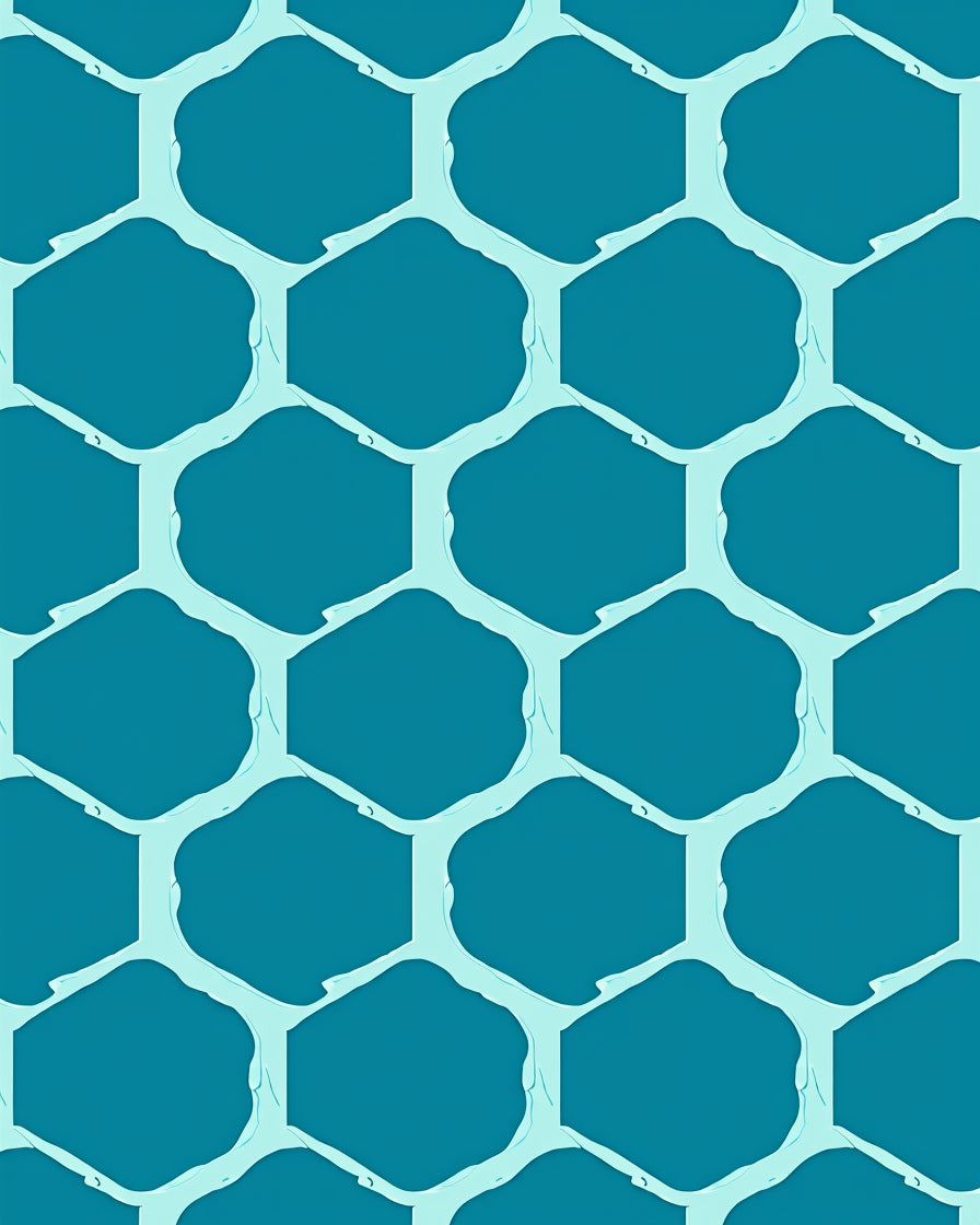 Aqua Hexagonal Pattern Abstract Design Rug