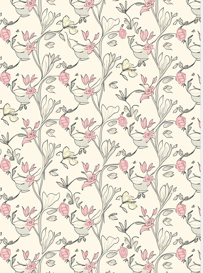 Delicate Floral Vine Pattern Rug