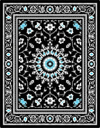 Global Floral Geometric Black Rug