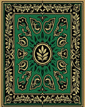 Emerald Gold Scrollwork Medallion Design Rug