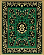 Emerald Gold Scrollwork Medallion Design Rug