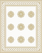 Golden Floral Round Medallion Design Rug