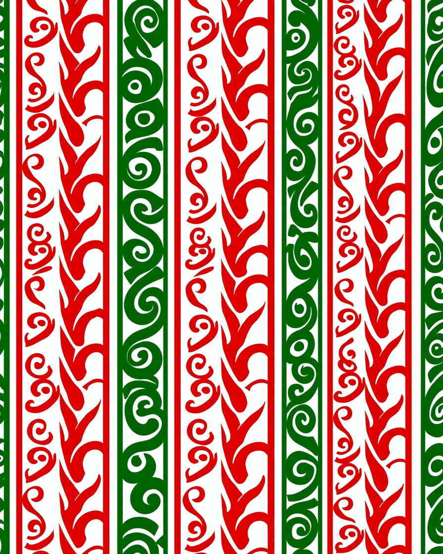 Crimson Green Tribal Stripe Repeat Rug