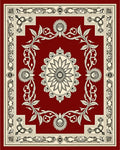 Elegant Red Floral Mandala Pattern Rug