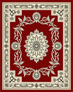 Elegant Red Floral Mandala Pattern Rug
