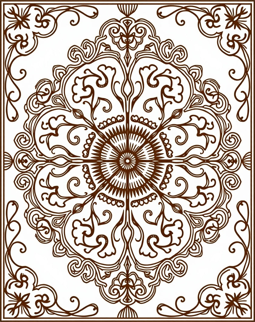 Ornate Floral Medallion Design Rug