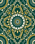Emerald and Gold Ornate Mandala Design Rug