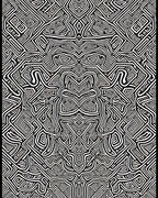 Abstract Black White Maze Pattern Rug