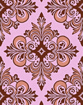 Damask Patterned Pink Brown Rug
