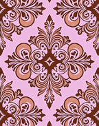 Damask Patterned Pink Brown Rug