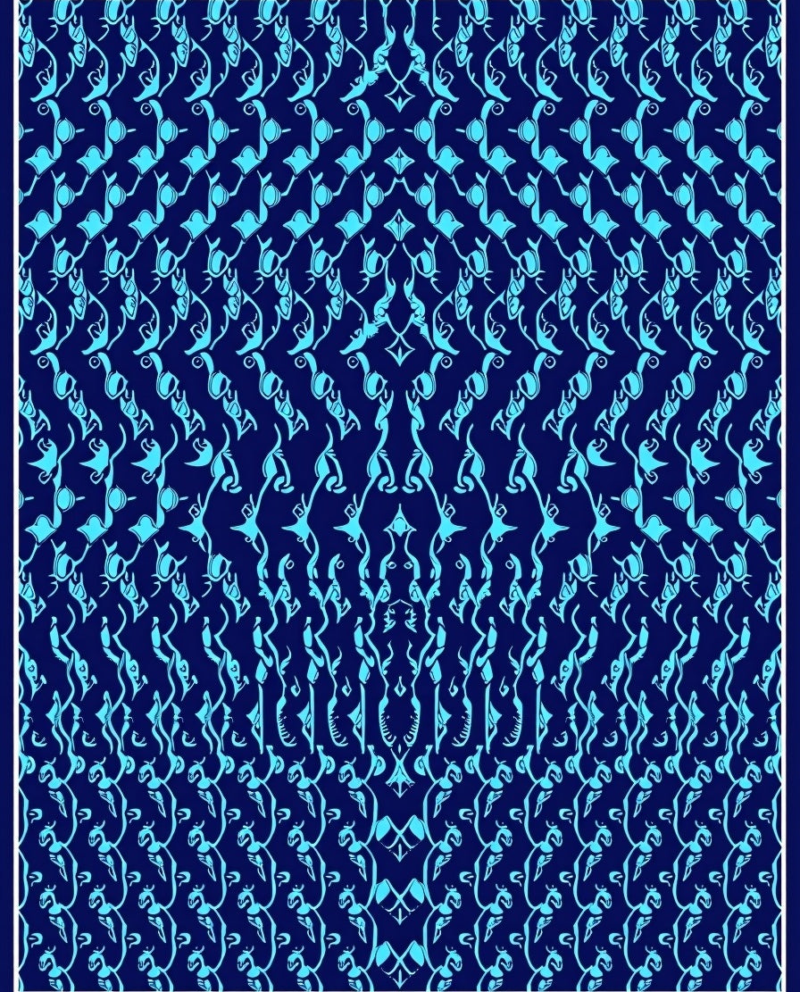 Royal Blue Teal Floral Pattern Rug