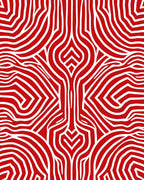 Red White Organic Flowing Pattern Rug