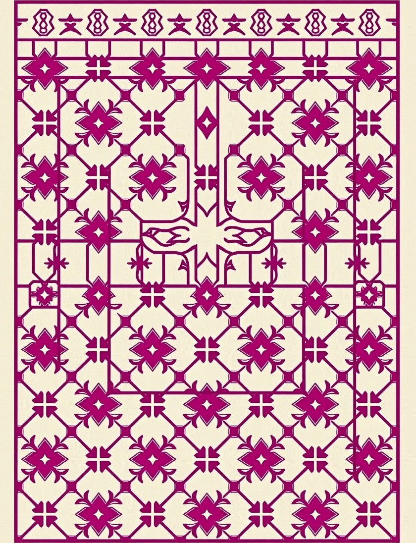 Ornate Geometric Lattice Pattern Rug