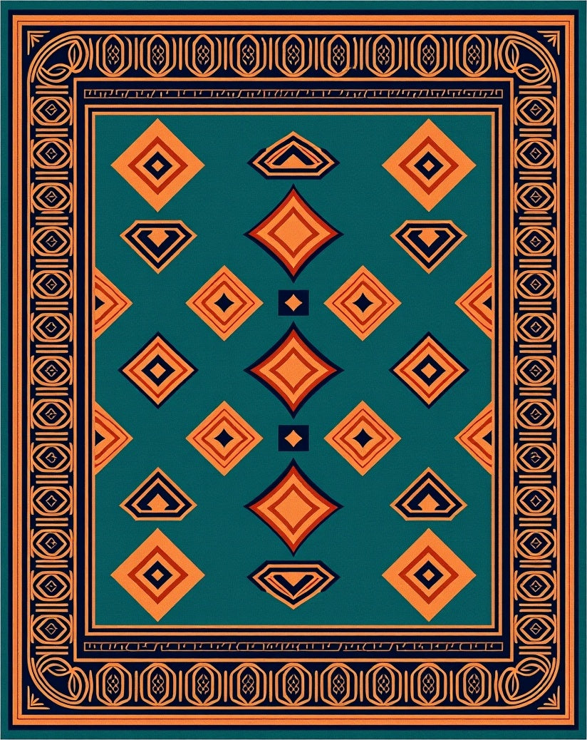 Geometric Diamond Pattern Regal Rug