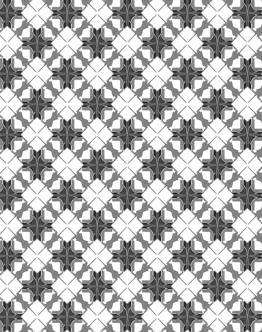 Monochromatic Abstract Geometric Tile Pattern Rug