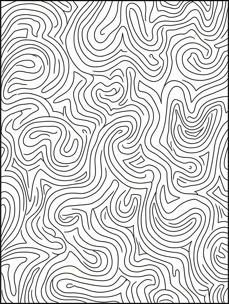 Abstract Swirls Black Line Art Rug
