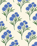 Blue Daisy Garden Floral Pattern Rug