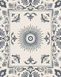 Ornate Floral Sunburst Tile Pattern Rug