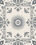 Ornate Floral Sunburst Tile Pattern Rug
