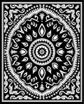 Black White Mandala Style Pattern Rug