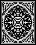 Black White Mandala Style Pattern Rug