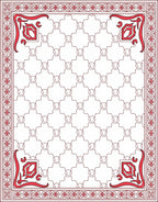 Red Cornered Geometric Lattice Design Rug