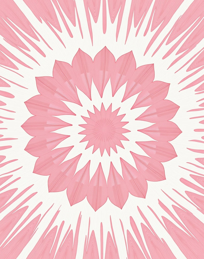 Pink Petal Burst Mandala Rug