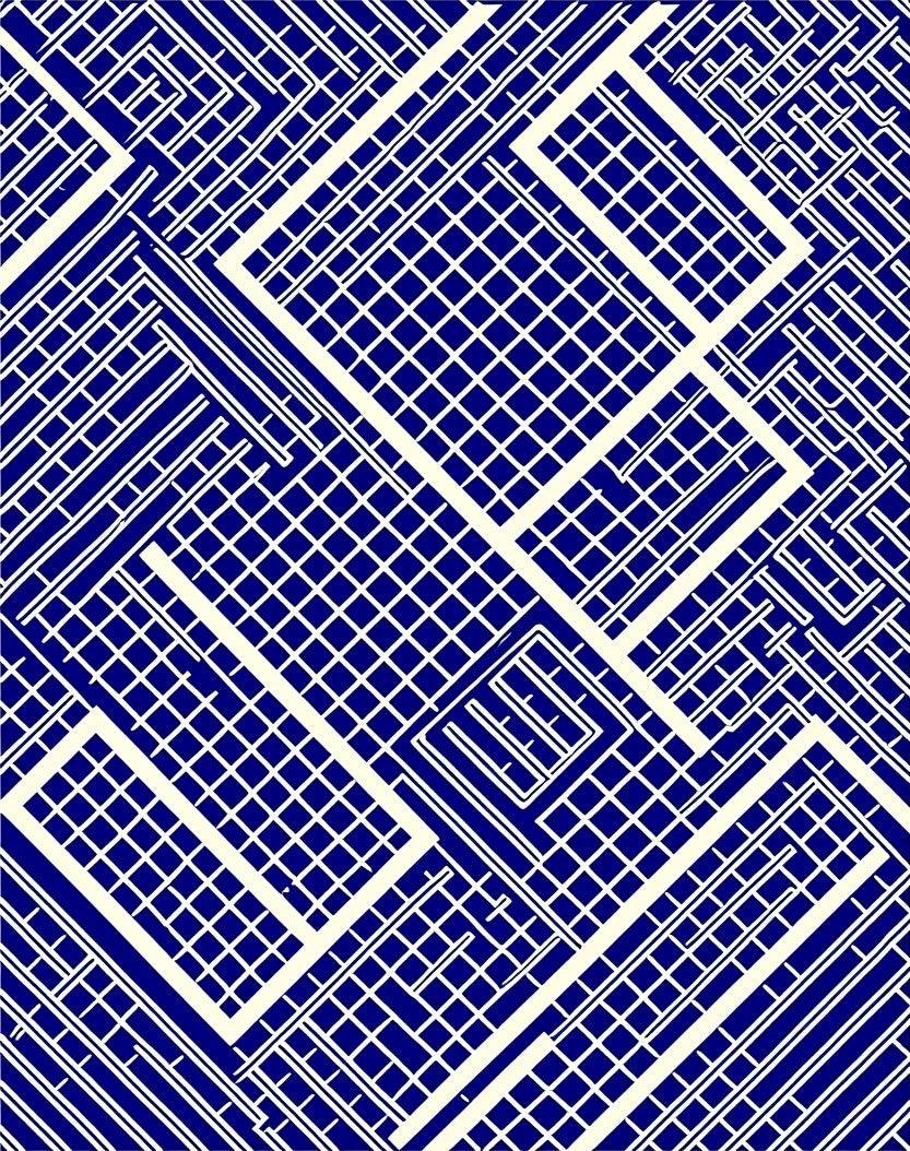 Abstract Geometric Blue Linear Design Rug