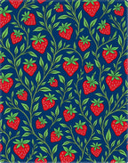 Red Strawberry Floral Vines Rug
