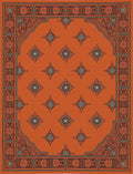 Ornate Orange Geometric Pattern Rug