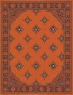 Ornate Orange Geometric Pattern Rug