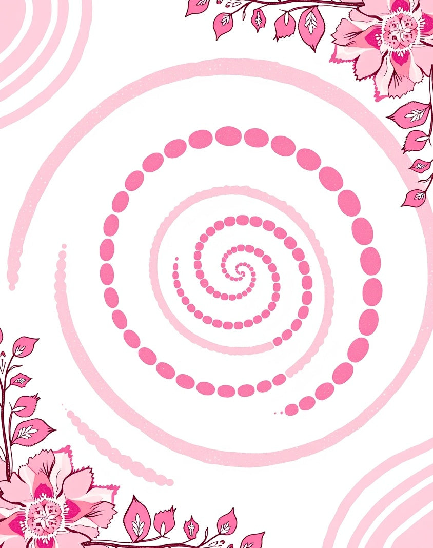 Pink Floral Spiral Abstract Design Rug