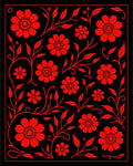 Red Floral Vine Pattern Rug