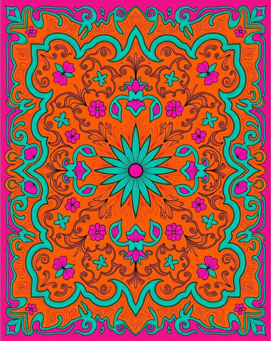 Vibrant Floral Mandala Pattern Rug