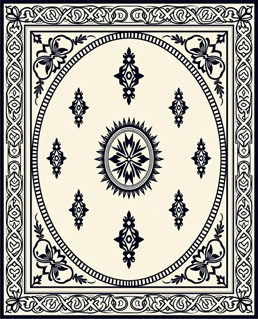 Monochromatic Intricate Floral Medallion Rug