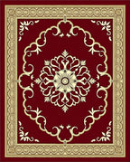 Classic Red Floral Medallion Border Rug