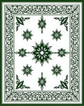 Dark Green Floral Medallion Pattern Rug