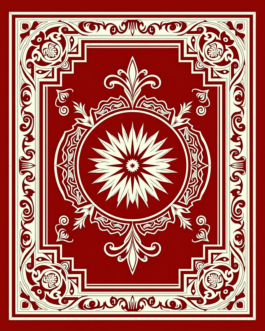 Ornate Floral Inlay Pattern Rug
