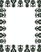 Black White Red Floral Border Rug
