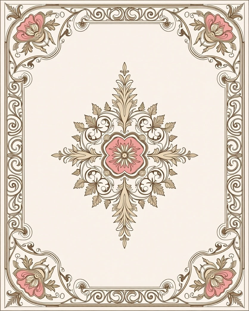 Elegant Floral Scrollwork Pattern Rug