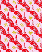 Vibrant Red Bunny Star Burst Rug